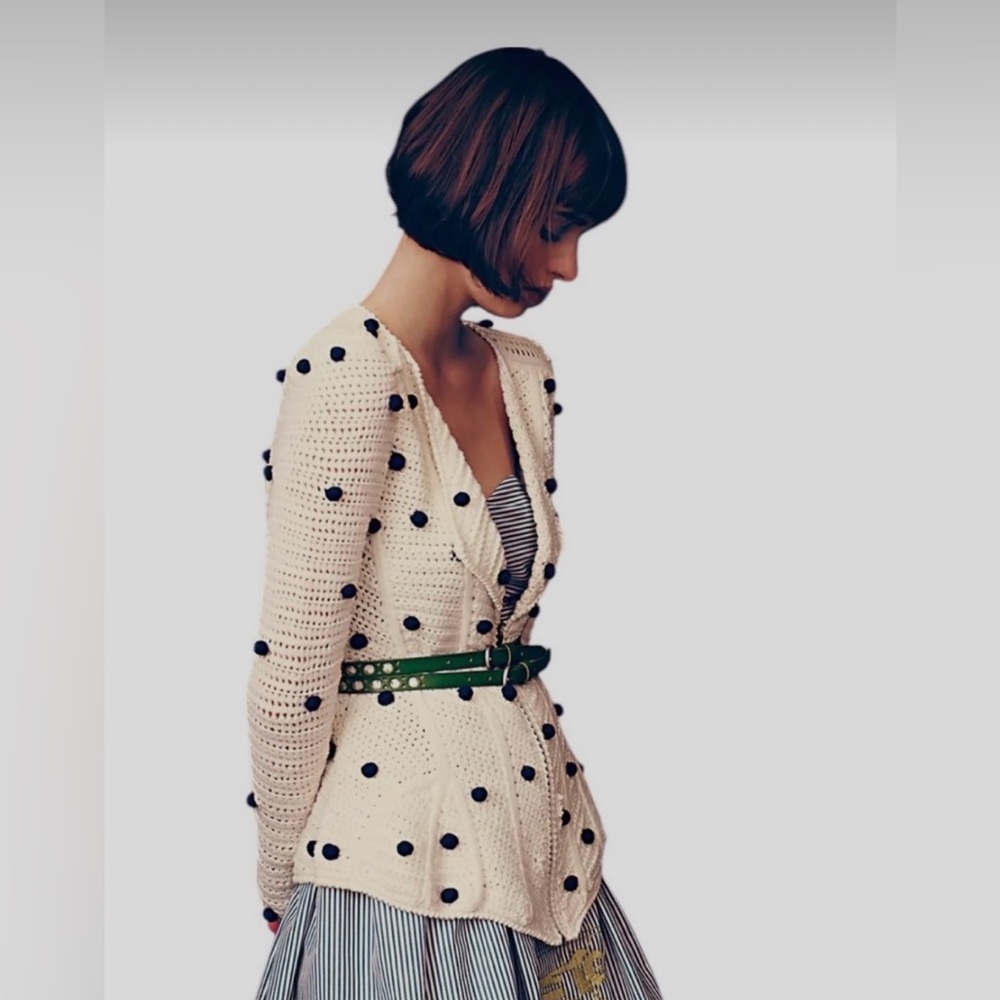 Anthropologie Moth Cream Knit with Black Accents